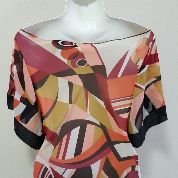 Honey Punch Top Retro Sheer Dolman Off shoulder S - Picture 9 of 13